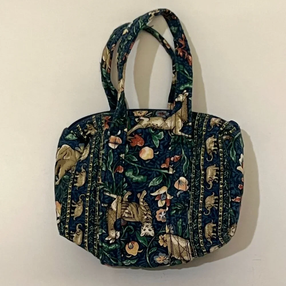 Vintage 90s Vera Bradley Mini Purse Animal Kingdom Blue Mini Duffel Bag Purse - Picture 3 of 7